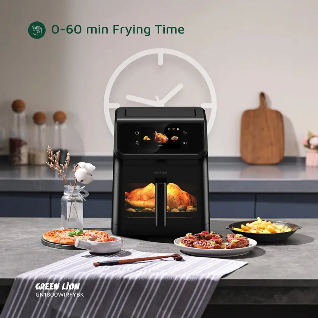 Green Lion Smart Air Fryer 6.5L - قلاية هوائية ذكية سعة 6.5 لتر طهي صحي بدون زيت مع واي فاي جرين ليون