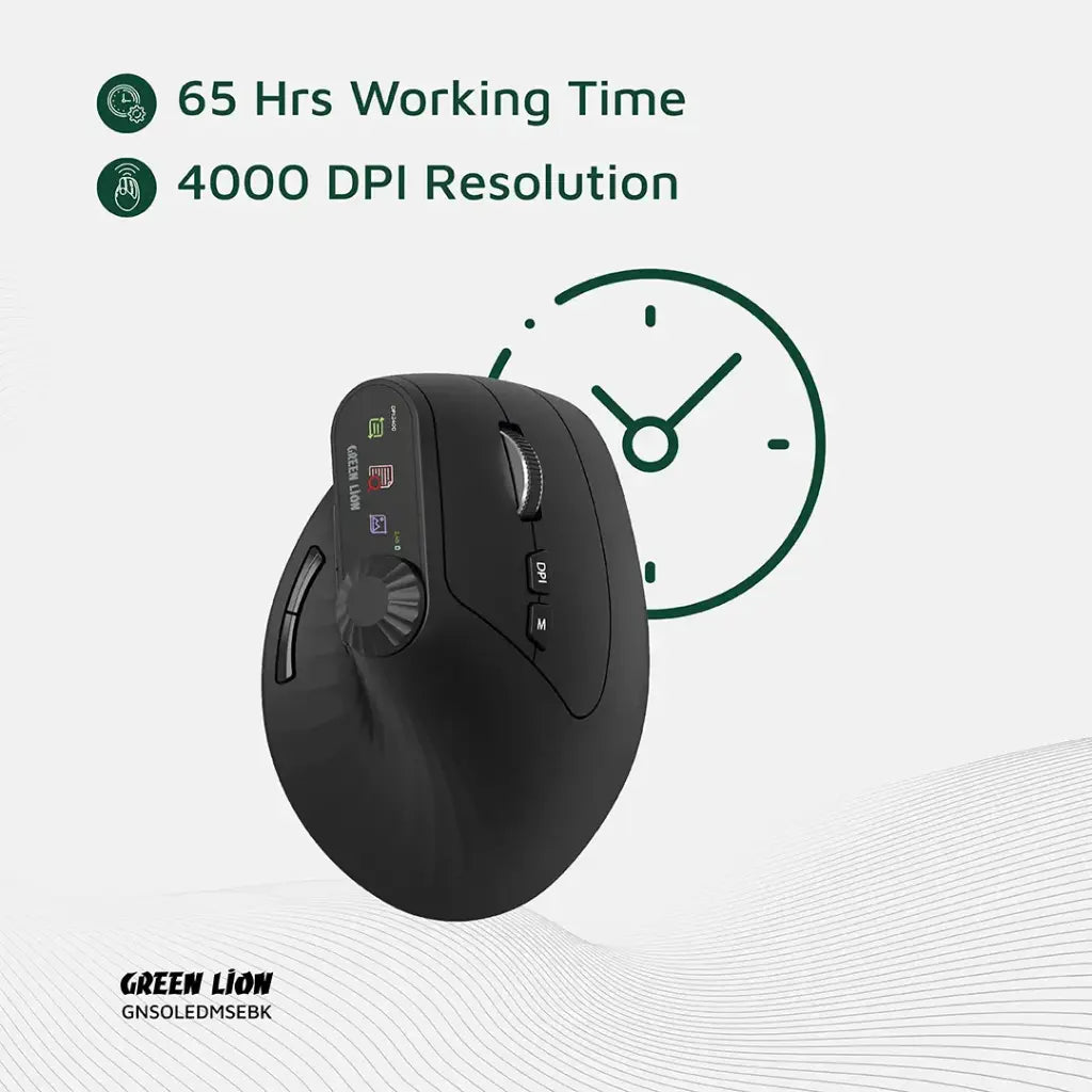 جرين لايون ماوس عمودي ذكي بشاشة OLED - اسود | Green Lion Smart OLED Vertical Mouse - Black