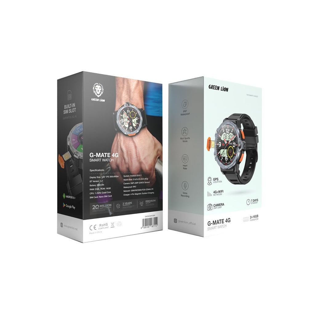 ساعة جرين لايون جي مايت 4G  الذكية - اسود | Green Lion  G - Mate 4G Smart Watch - Black