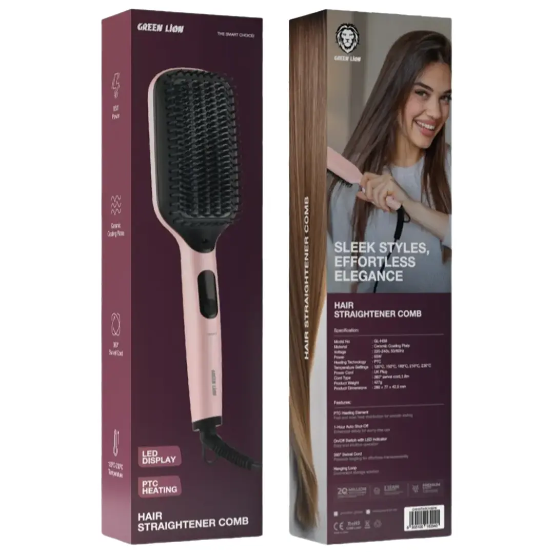 مشط فرد الشعر من جرين لايون - وردي | Green Lion Straightener Comb - Pink