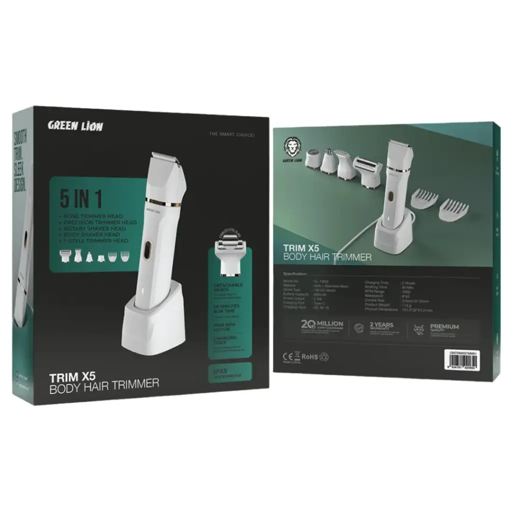 ماكينة حلاقة الشعر للجسم من جرين لايون - ابيض | Green Lion Trim X5 Body Hair Trimmer - White