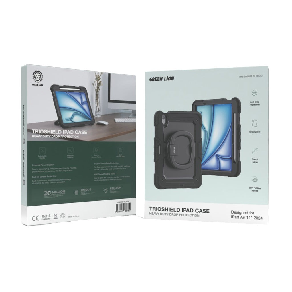 غطاء جرين لايون تريو شيلد لجهاز ايباد - اسود | Green Lion Trioshield iPad Case - Black