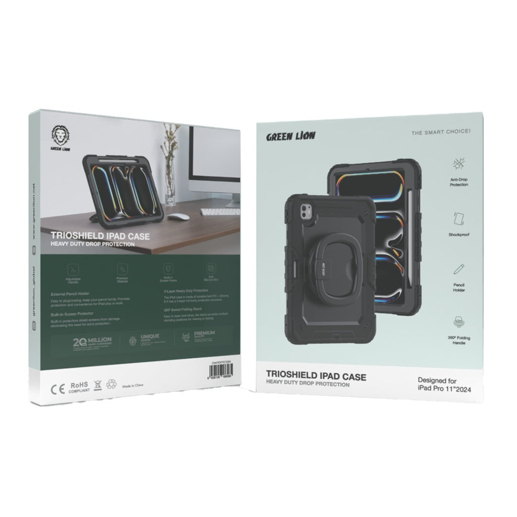 غطاء جرين لايون تريو شيلد لجهاز ايباد - اسود | Green Lion Trioshield iPad Case - Black