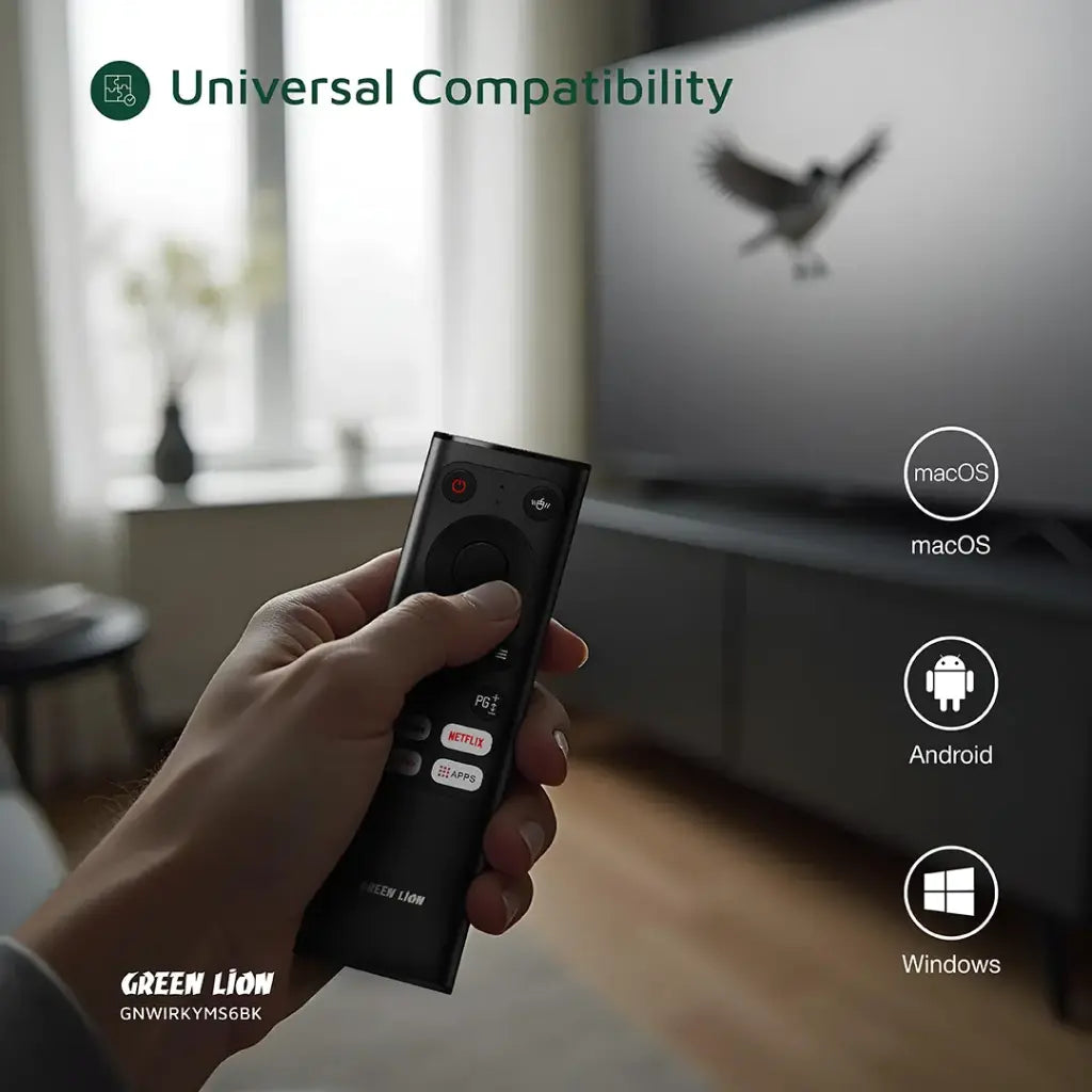 ريموت جرين لايون برو اللاسلكي مع لوحة مفاتيح وماوس - اسود | Green Lion Wireless Remote Pro with Keyboard and Mouse - Black