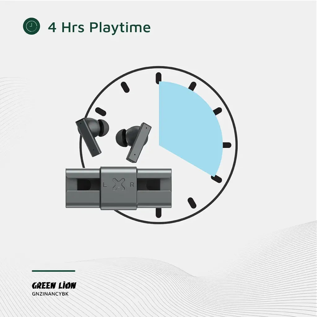 سماعات جرين لايون ZINC Y ميتال اللاسلكية بخاصية الغاء الضوضاء - اسود | Green Lion ZINC Y Metal Earbuds TWS with ANC - Black