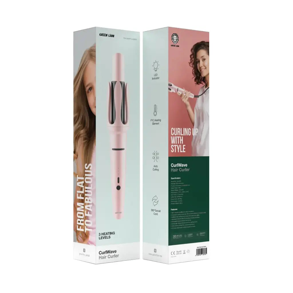 مكواة تجعيد الشعر جرين لايون كيرل ويف - وردي | Green Loin Curlwave Hair Curler - Pink