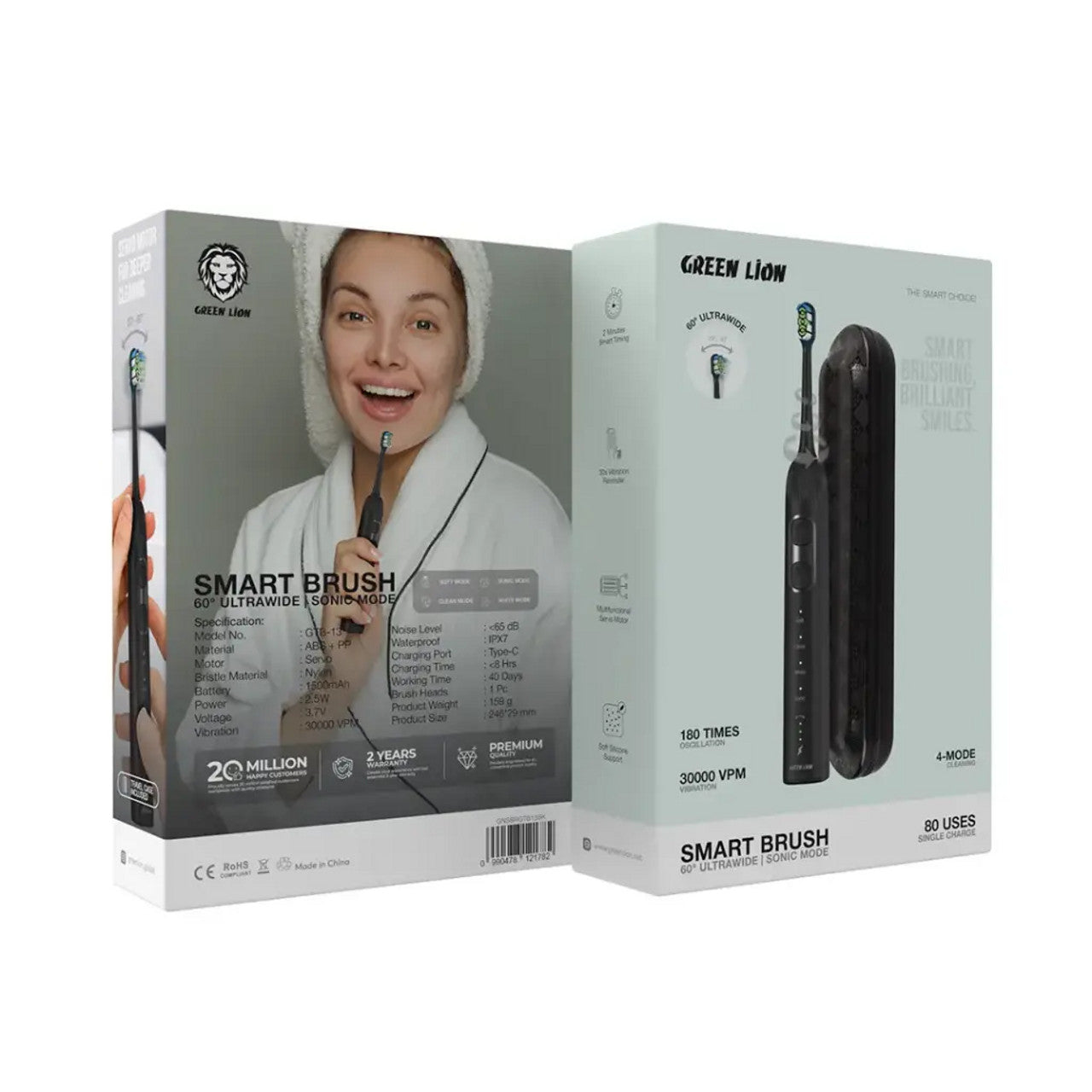 فرشاة الأسنان الذكية جرين لايون 60° الترا وايد - اسود| Green Lion Smart Brush 60° Ultrawide - Black