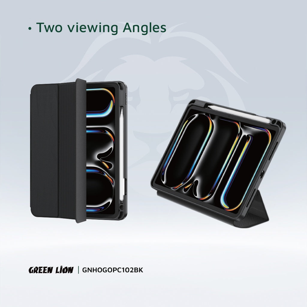 غطاء جرين لايون هوغو بريميوم مع حامل قلم لجهاز آيباد 9 مقاس 10.2 انش - اسود | Green Lion Hogo Premium Case with Pencil Holder for iPad 9 10.2" - Black