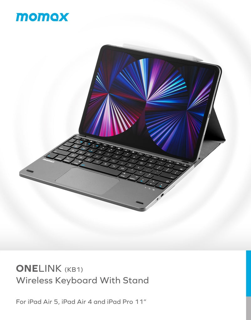 Momax Wireless Keyboard With Stand For iPad Air 5/4 And iPad 11 Pro - لوحة مفاتيح موماكس اللاسلكية مع حامل