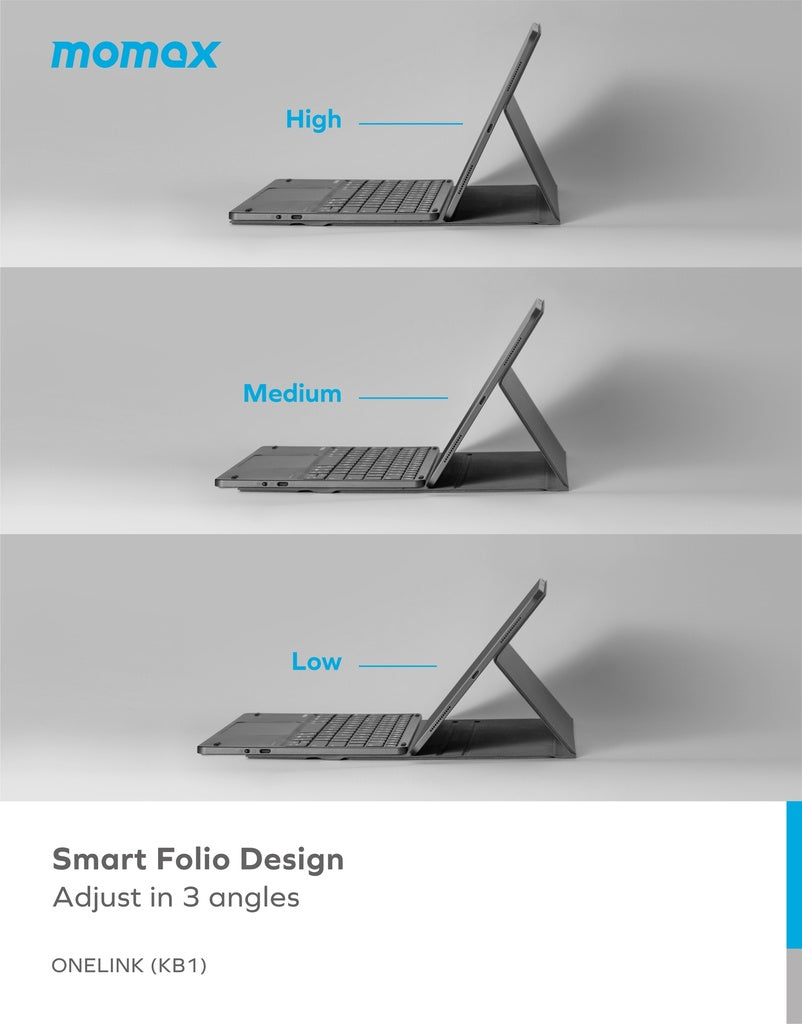 Momax Wireless Keyboard With Stand For iPad Air 5/4 And iPad 11 Pro - لوحة مفاتيح موماكس اللاسلكية مع حامل