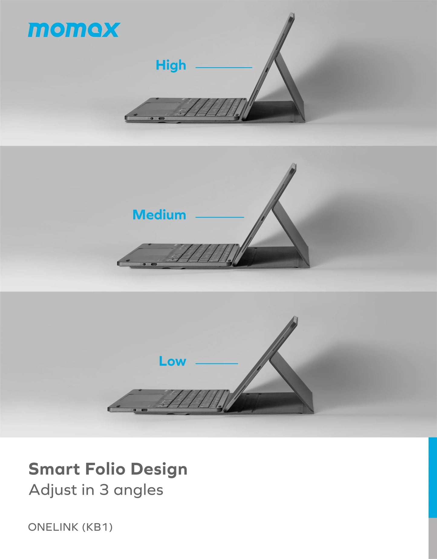 Momax ONELINK Wireless Bluetooth Keyboard with Integrated Stand - لوحة مفاتيح موماكس ون لينك بلوتوث لاسلكية مع حامل مدمج
