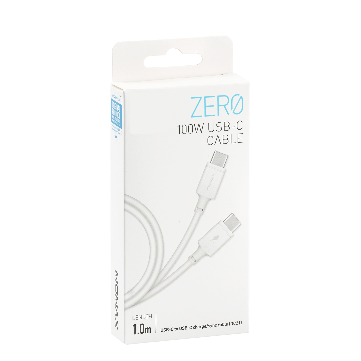Momax Zero USB‑C to USB‑C PD 100W Cable, 1 m - كيبل موماكس زيرو, USB-C الى USB-C, بقوة 100 واط, طول 1م