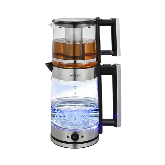 LePresso 1.8L  Electric Kettle  with 1.2L Turkish Tea Maker - غلاية وشاي تركي ليبريسو 1.8لتر تصميم أنيق وأداء عالي