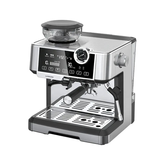 ماكينة القهوة المزدوجة ليبريسو مع مطحنة ومضخة ضغط 19 بار وسعة 2.8 لتر - فضي | LePresso Dual Boiler Coffee Machine with Grinder 19-bar ULKA Pump 2.8L - Silver