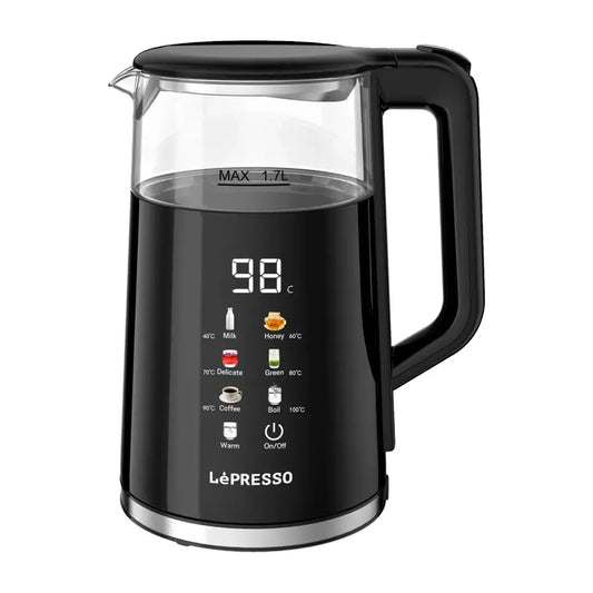 LePresso 2200W 1.7L Electric Kettle with Auto Shut-Off & Digital Display -  غلاية كهربائية سعة 1.7 لتر  شاشة رقمية وتحكم بالحرارة 2200 واط من ليبريسو