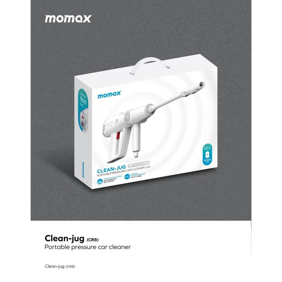 Momax Clean-Jug Portable Pressure Car Cleaner | High-Pressure Handheld Washer - مكنسة ومضخة ضغط محمولة موماكس كلين جك, تنظيف السيارة الذاتي بضغط قوي