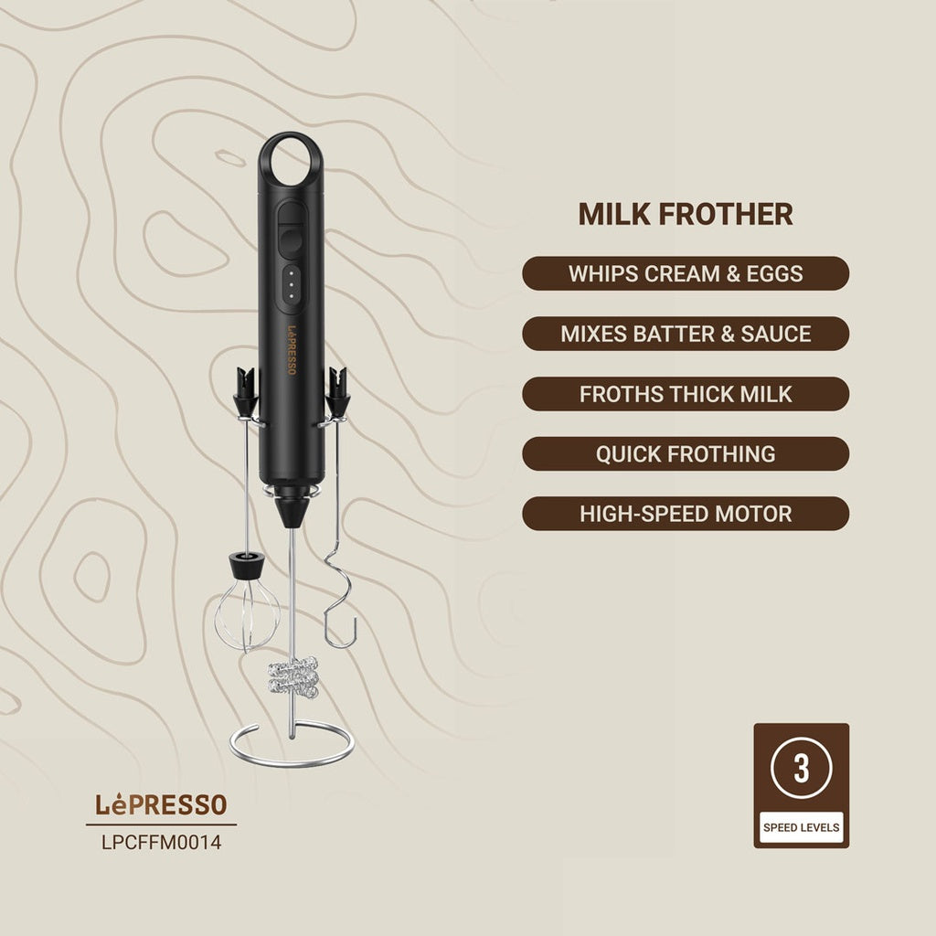LePresso 3in1 Frother – Milk Foam, Cream Whip & Mixing - جهاز خفاق ليبريسو 3 في 1 – فوم الحليب وخلط الكريمة