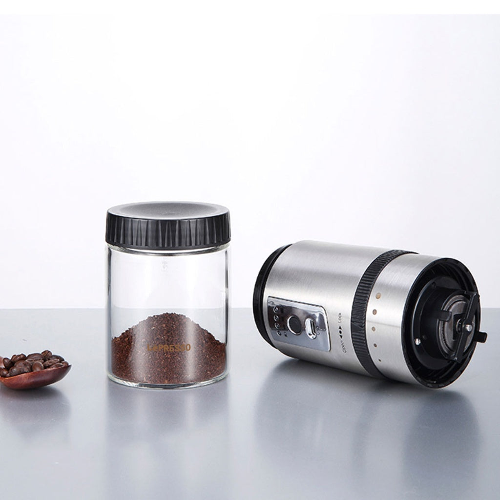 Lepresso Portable Mini Coffee Grinder with Storage -  مطحنة قهوة محمولة ليبريسو مع تخزين شحن تايب سي