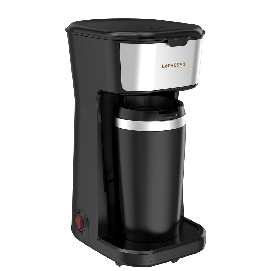 LePresso Coffee Maker with Travelling Mug 450W Black - ماكينة صنع القهوة ليبريسو مع كوب سفر معزول 450 واط