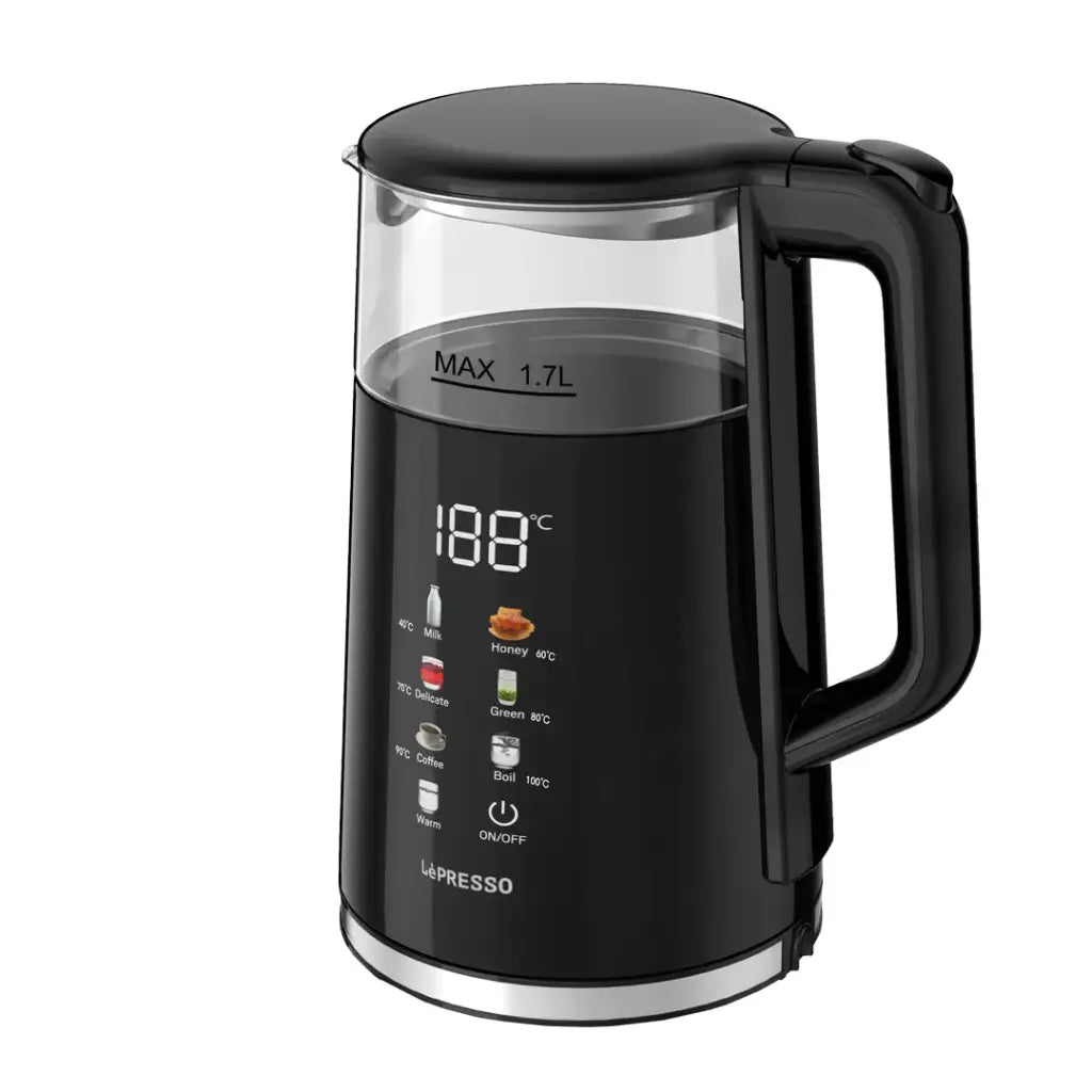 LePresso 2200W 1.7L Electric Kettle with Auto Shut-Off & Digital Display -  غلاية كهربائية سعة 1.7 لتر  شاشة رقمية وتحكم بالحرارة 2200 واط من ليبريسو