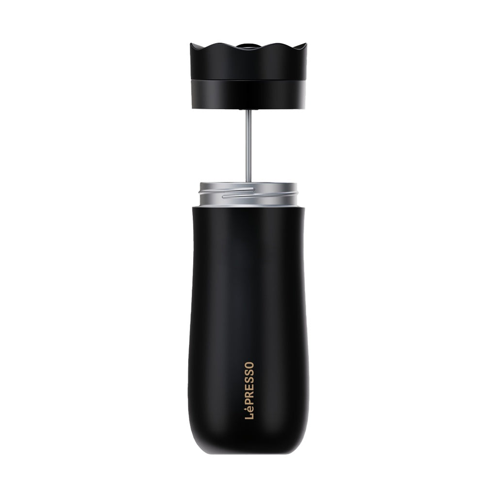 LePresso Insulated Mug with French Press Black - كوب ليبريسو المعزول مع مكبس فرنسي 320 مل