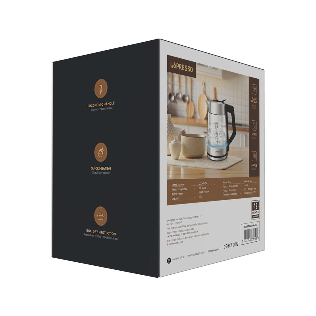 غلاية زجاجية ليبريسو بسعة 1.7 لتر وبقدرة 2200 واط | LePresso 1.7L Glass Kettle 2200W