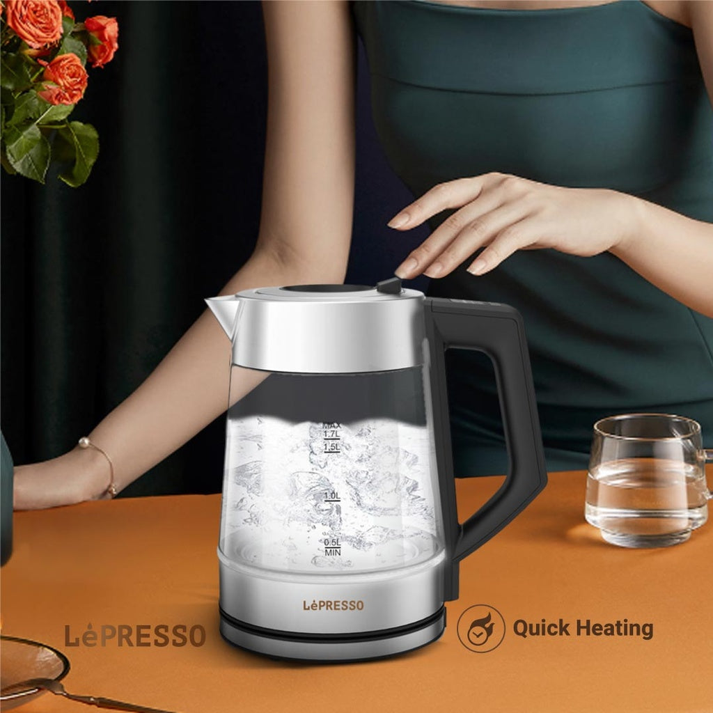 LePresso 1.7L Glass Kettle 2200W - غلاية زجاجية ليبرسو 1.7 لتر – 2200 واط