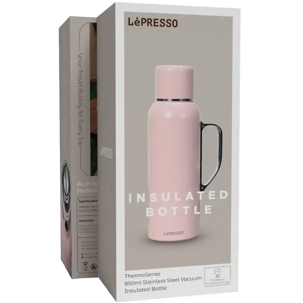 قارورة ليبريسو الحرارية ثيرمو سنس ستانلس ستيل معزولة مع مؤشر حرارة | LePresso ThermoSense Stainless Steel Insulated Bottle with Temperature Gauge