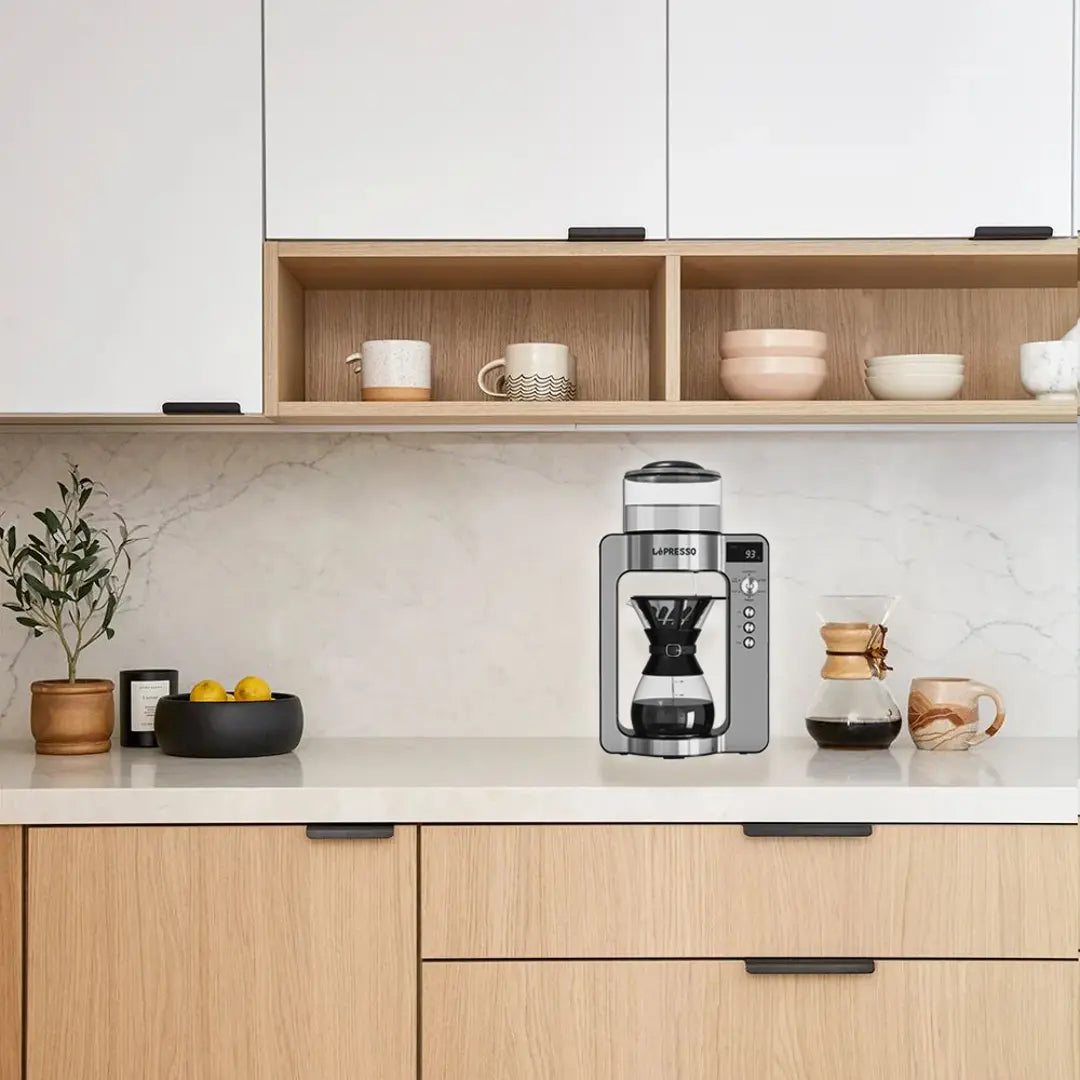 آلة تحضير القهوة بالتقطير من ليبريسو بسعة 650 مل بشاشة رقمية وميزان الكتروني مدمج | LePresso Dual Mode Digital Display Built-in Electronic Scale Coffee Drip Machine 650ml