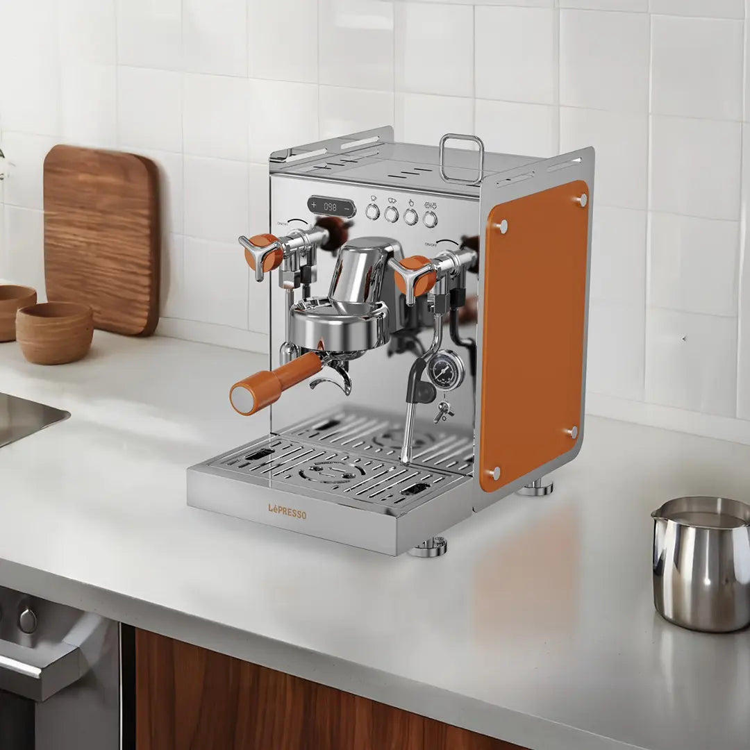 ماكينة القهوة المزدوجة ليبريسو مع مطحنة ومضخة ضغط 15 بار وسعة 1.6 لتر - فضي | LePresso Dual Boiler Coffee Machine with Grinder 15-Bar ULKA Pump 1.6L - Silver