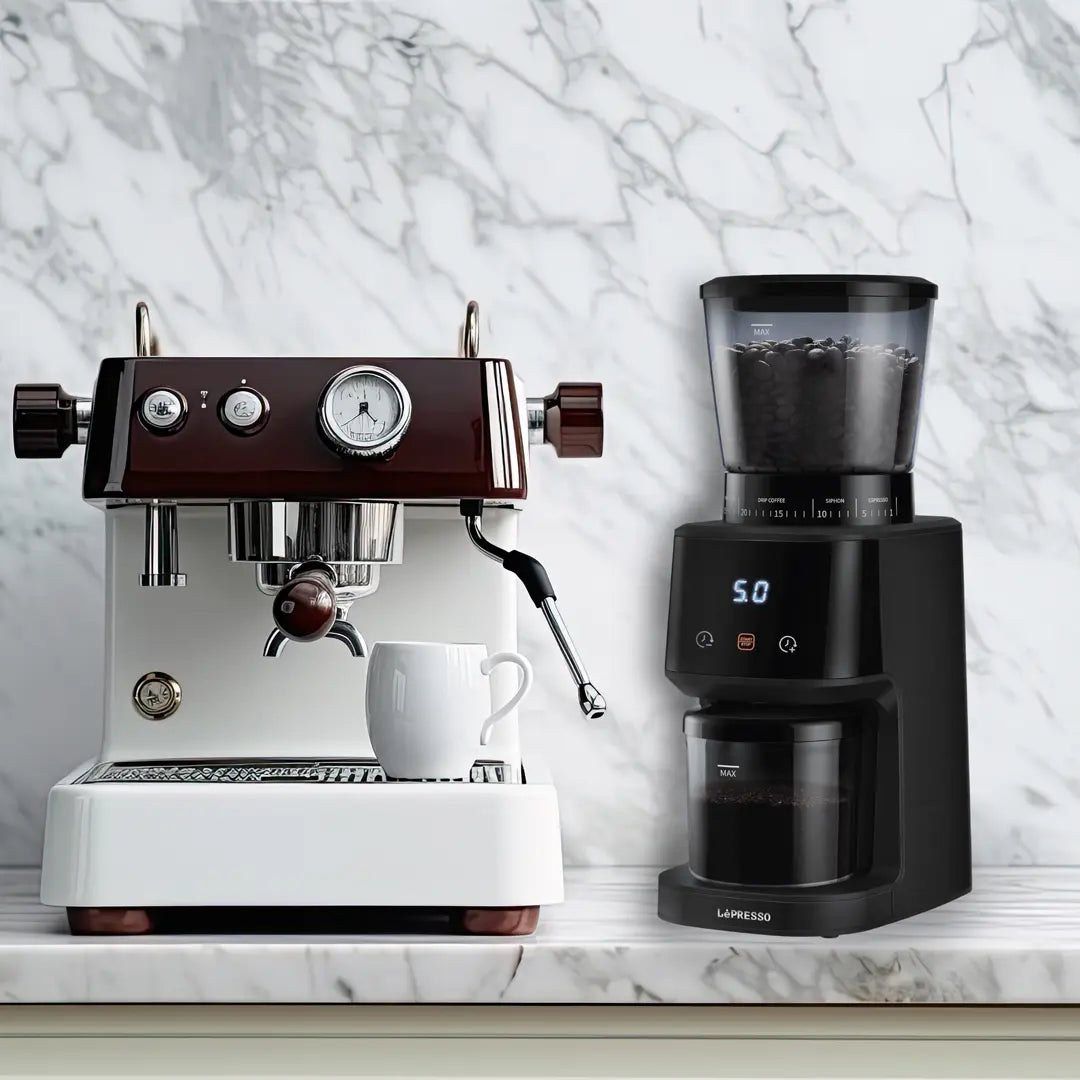 Hêrzkera Qehweyê ya Profesyonel a Lepresso 165W bi Burrên Konîk - Reş