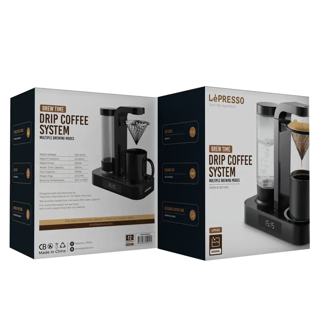 ماكينة تحضير القهوة بالتنقيط من ليبريسو بسعة 650 مل مع شاشة بساعة LED - اسود | LePresso Coffee Drip Machine 650ml with LED Clock Display - Black