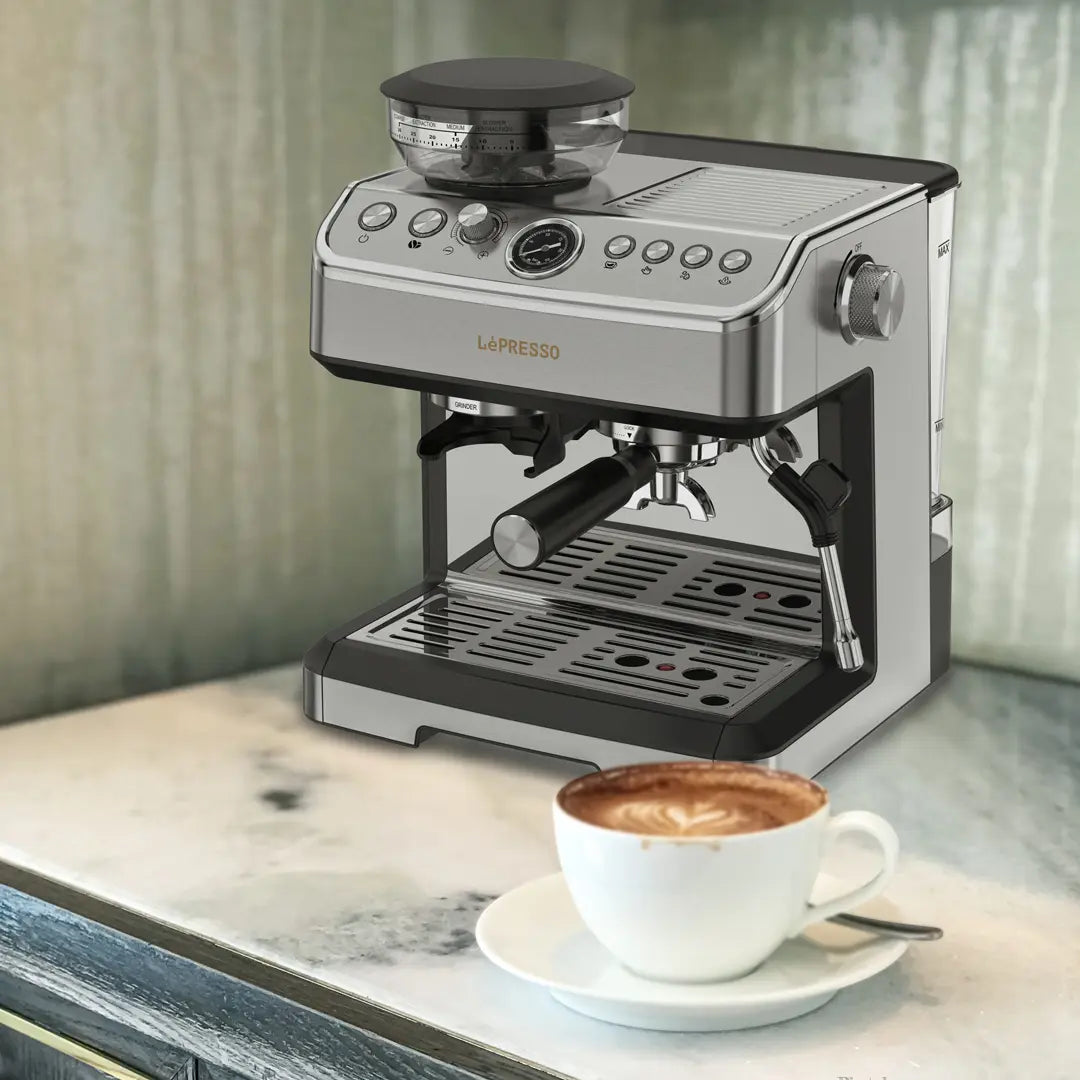 Makîneya Espressoyê ya Lepresso bi Hêrandina Konîk û Buxarkerê - Zîv