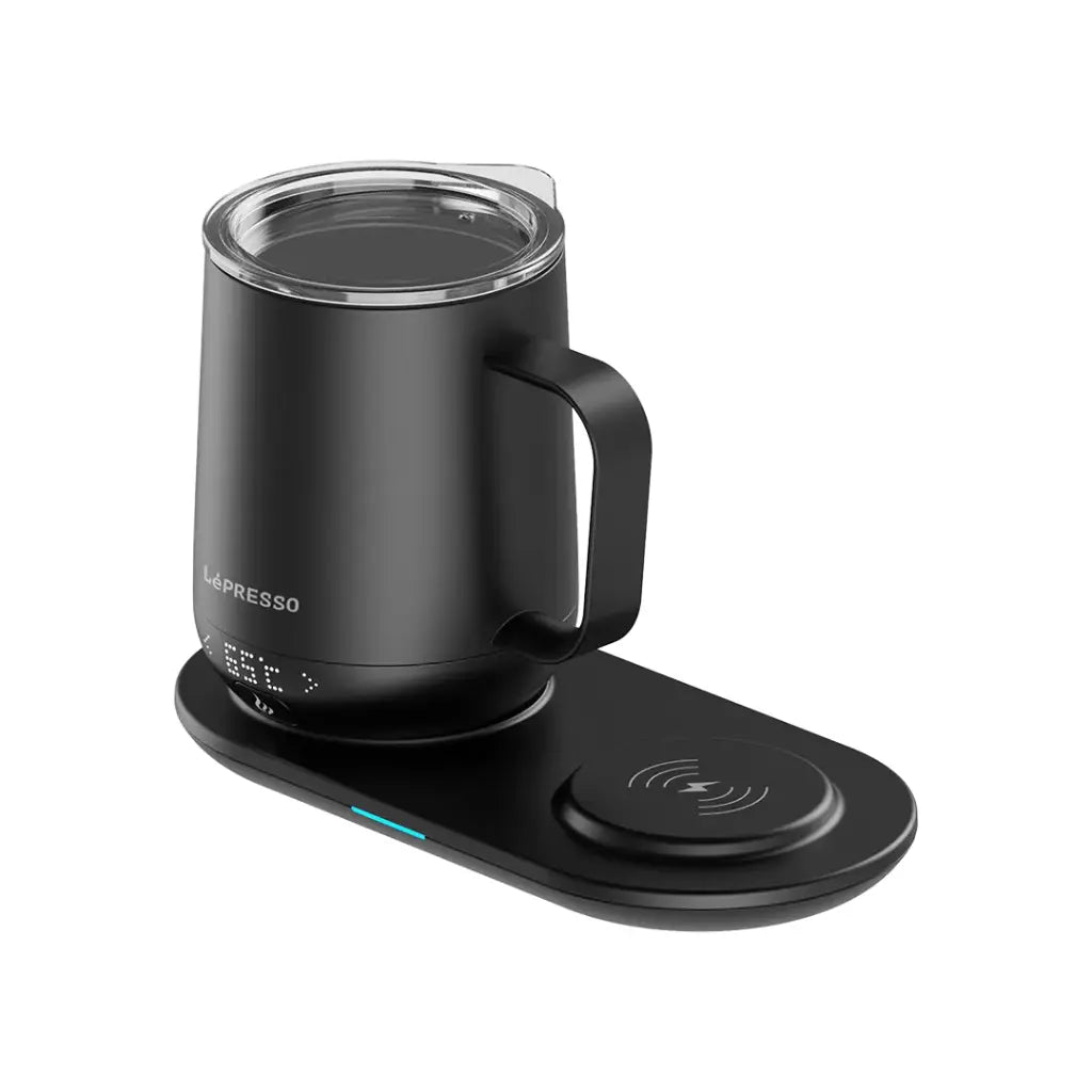 كوب ليبريسو الذكي لتسخين المشروبات بسعة 355 مل مع قاعدة شحن لاسلكية - اسود | LePresso Heated Mug 12oz with Wireless Charging Pad - Black