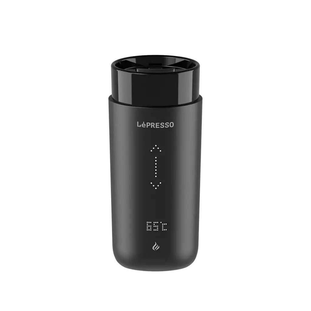 كوب ليبريسو الذكي للسفر لتسخين المشروبات بسعة 355 مل مع قاعدة شحن لاسلكية - اسود | LePresso Travel Heated Mug 12oz with Wireless Charging Pad - Black
