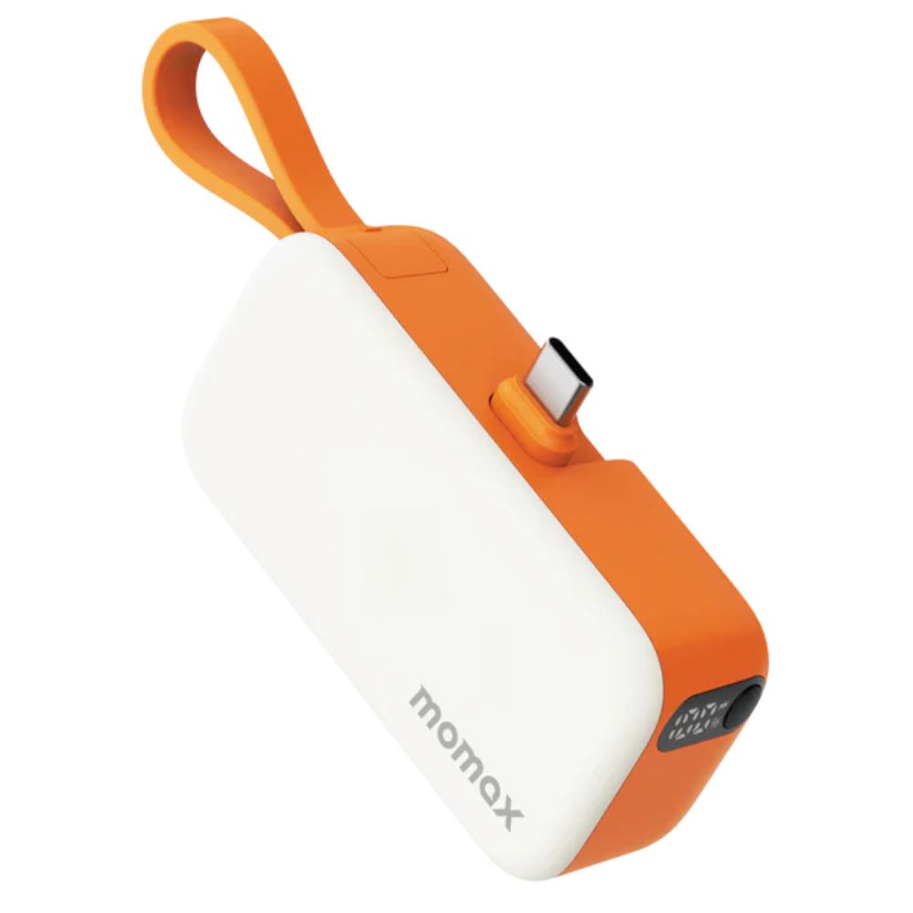 Momax 1-Power Mini, 5000mAh Portable Battery Pack with Built-in Foldable USB-C Plug - بور بانك موماكس 1-بور ميني بسعة 5000 مللي امبير, مع وصلة يو اس بي C قابلة للطي مدمجة