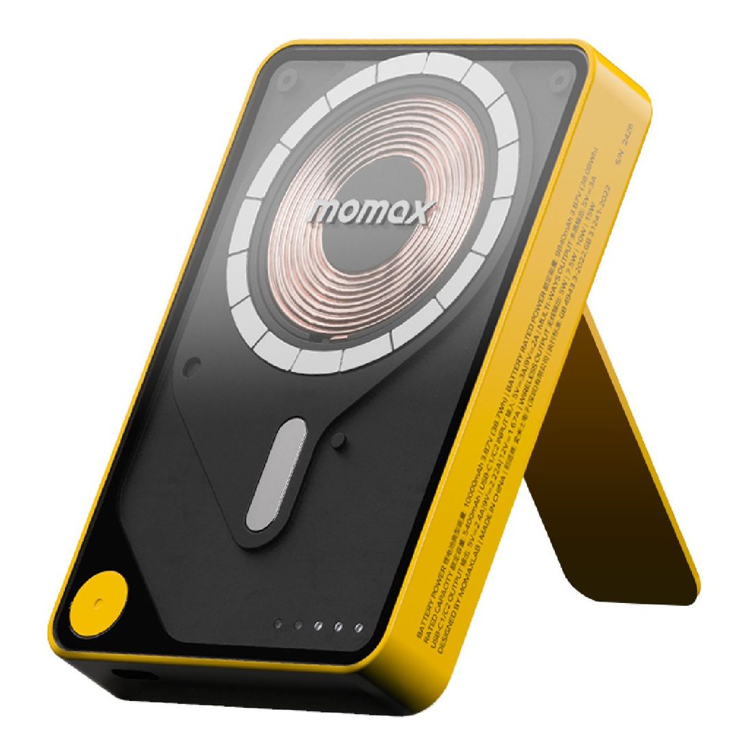 Momax Power X Pro+ 10000mAh Magnetic Wireless Battery Pack with Stand & Built-in USB-C Cable | MagSafe Compatible - باور بانك موماكس بور اكس برو بلس بسعة 10000 مللي امبير مغناطيسي لاسلكي مع مسند وكيبل USB-C مدمج, متوافق مع ماج سيف