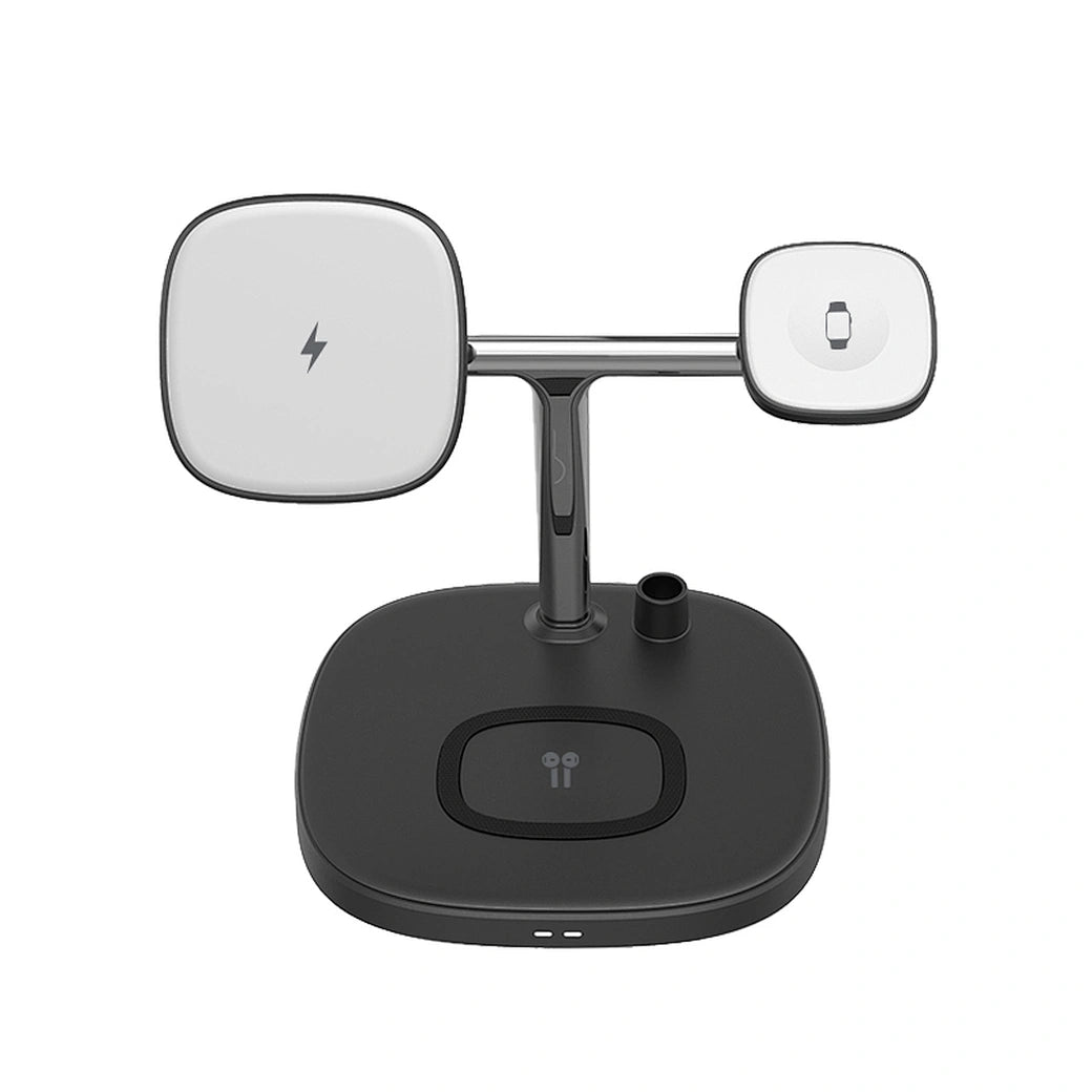 شاحن ويوو 4 في 1 اللاسلكي السريع, متوافق مع ماج سيف  | WiWU 4 in 1 Wireless Magsafe Phone Stand Fast Charging Charger