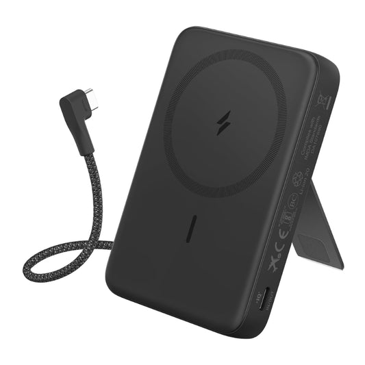 Anker Zolo 10K Magnetic Power Bank 30W w/ USB-C & Stand - باور بانك المغناطيسي من أنكر بسعة 10,000 مللي أمبير 30 واط مع كابل تايب سي مدمج وحامل