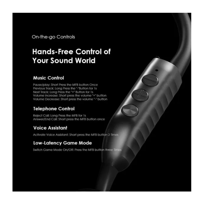 Oraimo Neck Earphone OPN-672 Black - سماعات أورايمو حول الرقبة بلوتوث باللون الأسود