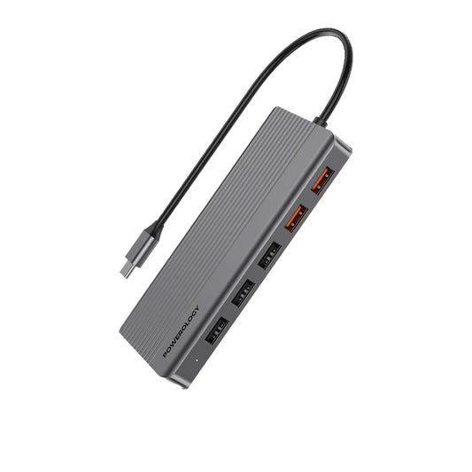 Powerology 12 in 1 USB-C Hub Ultimate Performance & Connectivity -باور لوجي تايب سي موزع 12 في 1