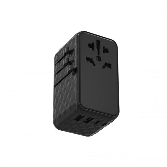 Powerology Universal Adapter 140W X2 Type C port and X2 USB A 15W port - محول باورولوجي العالمي 140 واط مع 2× USB-C و2× USB-A