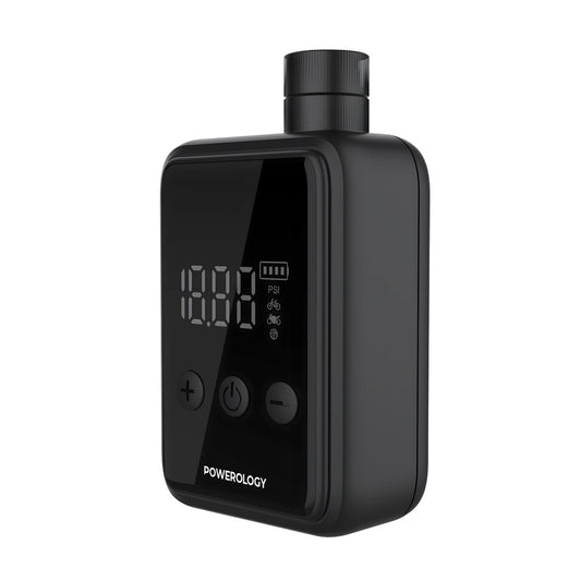 منفاخ هواء محمول من باورولوجي, بضغط 110PSI وبطارية 1000mAh - اسود | Powerology 110PSI Mini Pocket Air Pump 1000mAh – Compact Design – Black.