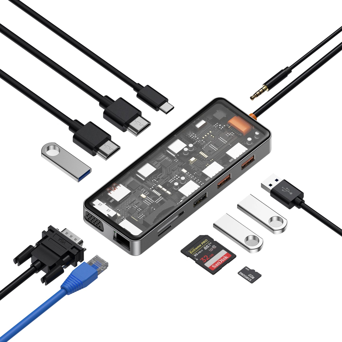 WiWU New Cyber 12 in 1 Type C Hub Docking Station - محطة وصل متعدد الوظائف 12 في 1 تايب سي من ويوو