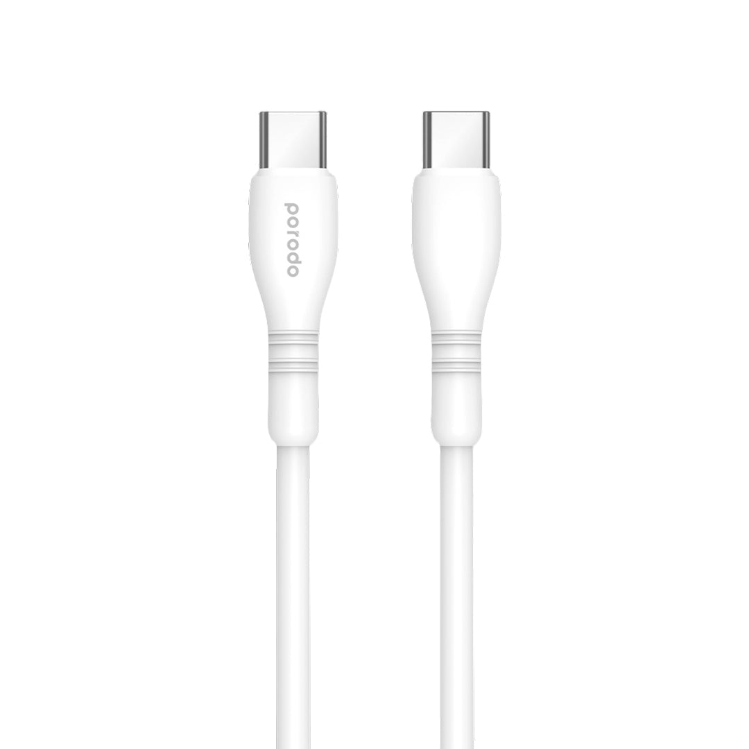 كيبل بورودو بلو PVC يو اس بي سي الى يو اس بي سي بطول 1.2 متر, شحن سريع 60 واط | Porodo Blue PVC Type-C to Type-C Cable 1.2M 60W.