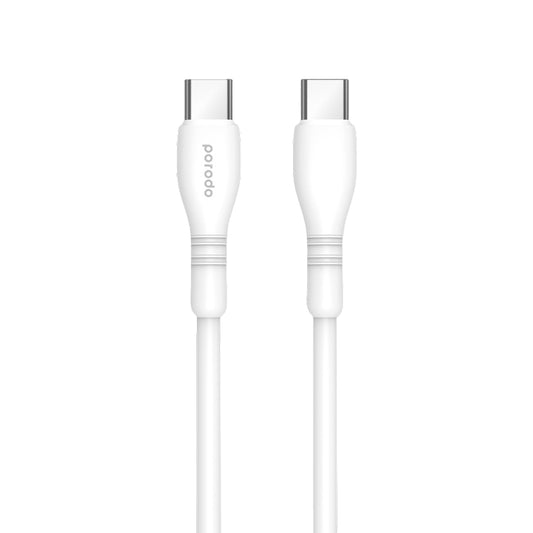 كيبل بورودو بلو PVC يو اس بي سي الى يو اس بي سي بطول 1.2 متر, شحن سريع 60 واط | Porodo Blue PVC Type-C to Type-C Cable 1.2M 60W.