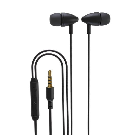 سماعات بورودو بلو ستيريو السلكية مع موصل AUX 3.5mm - اسود | Porodo Blue Stereo Wired Earphones with 3.5mm AUX Connector – Black