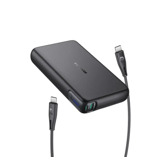 باور بانك بسعة 30الف ملي أمبير بقدرة 100 واط مع منفذين تايب سي ويو اس بي من راف باور - RAVPower Upgraded 30000mAh 100W 2-Port Portable