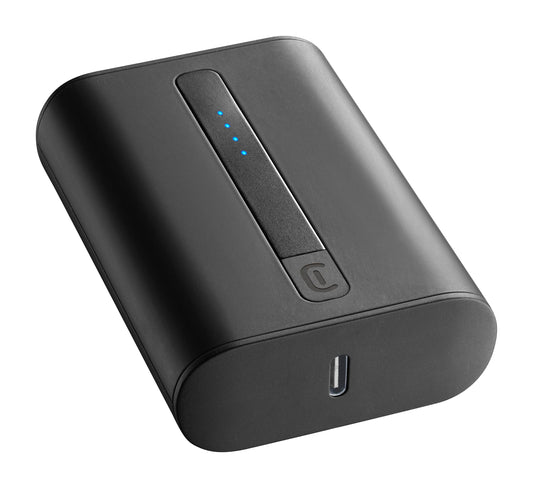 Cellularline Power Bank 10000mAh Thunder Extra Compact Fast Charger PD 20W - باور بانك بسعة 10000ميلي أمبير بقدرة 20 واط للشحن السريع من سيلولار لاين