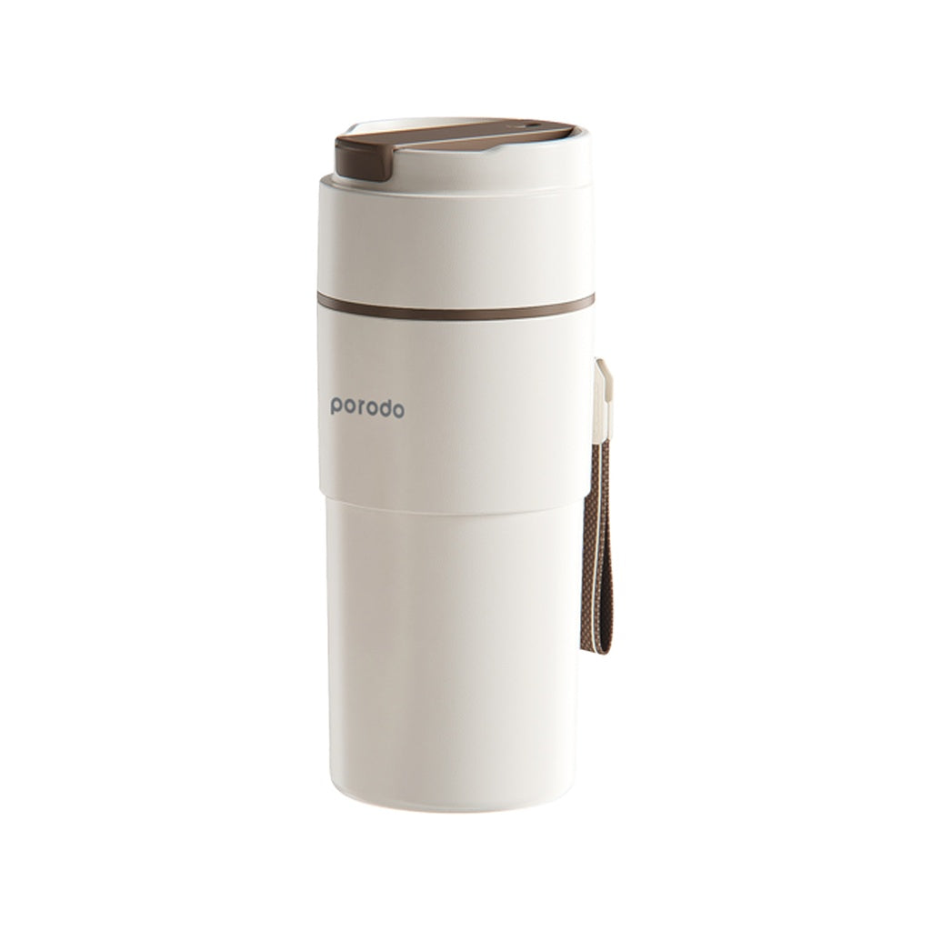 خلاط محمول مع كوب حافظ للحرارة/البرودة 2 في 1 من بورودو لايف ستايل - ابيض | Porodo Lifestyle 2in1 Blender With Insulated Hot/Cold Mug 55W – White